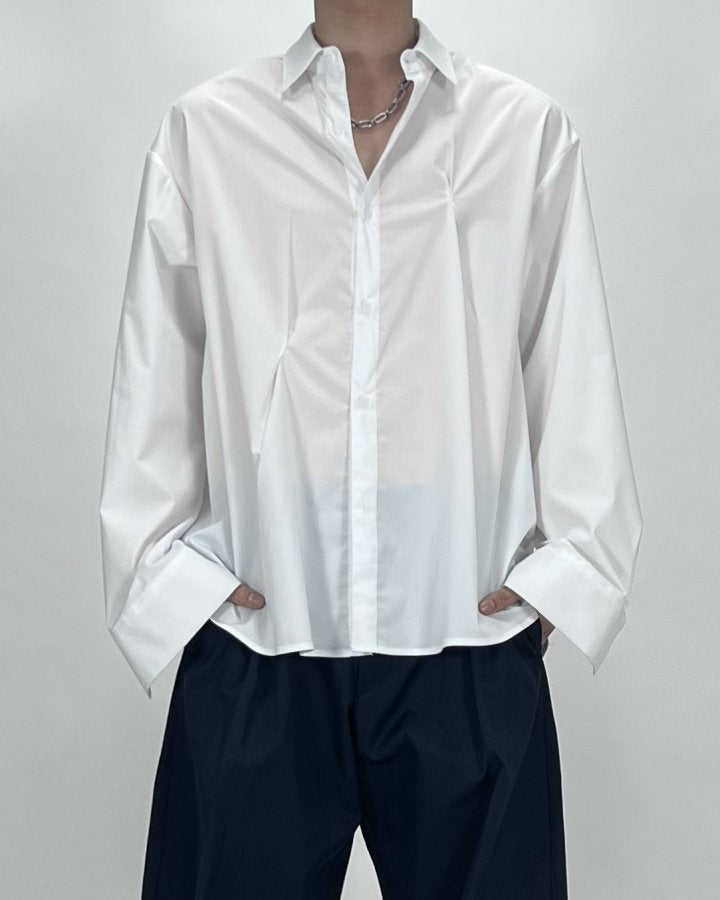 Bar-Tack Pleat Oversized Shirt