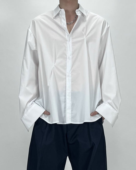 Bar-Tack Pleat Oversized Shirt