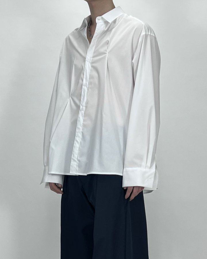 Bar-Tack Pleat Oversized Shirt