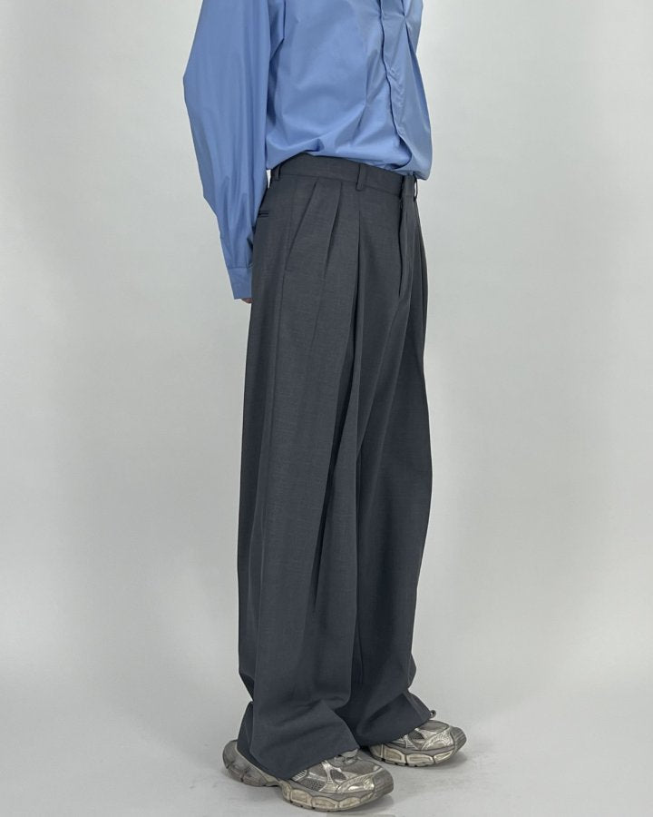 Wide Box-Pleat Slacks