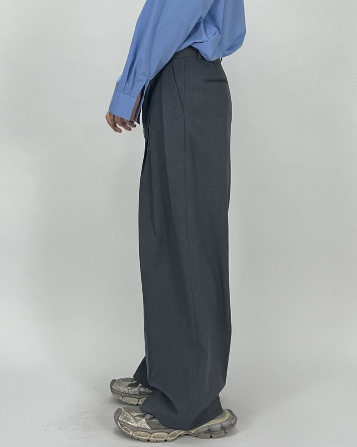 Wide Box-Pleat Slacks