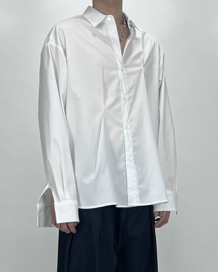 Bar-Tack Pleat Oversized Shirt