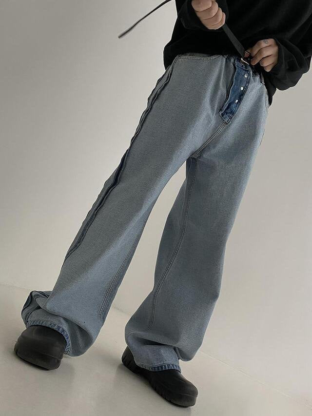 Upside down denim pants