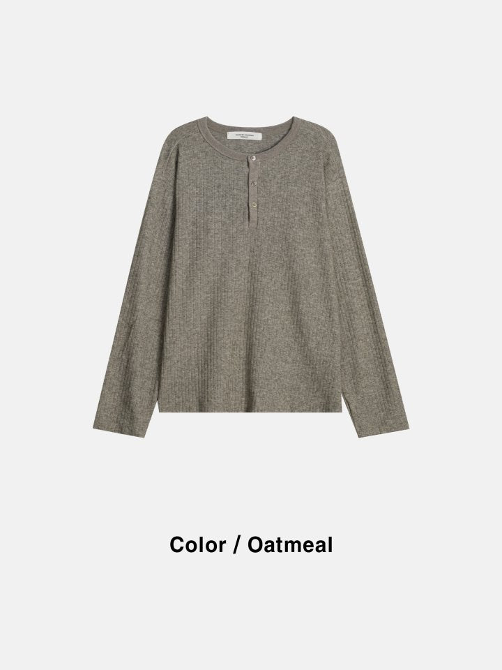 Viscose Rib Henley Long Sleeve