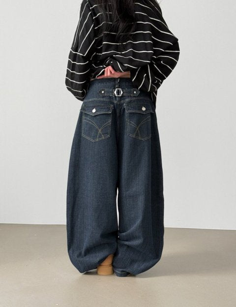 Broad Stripe Denim Set-up