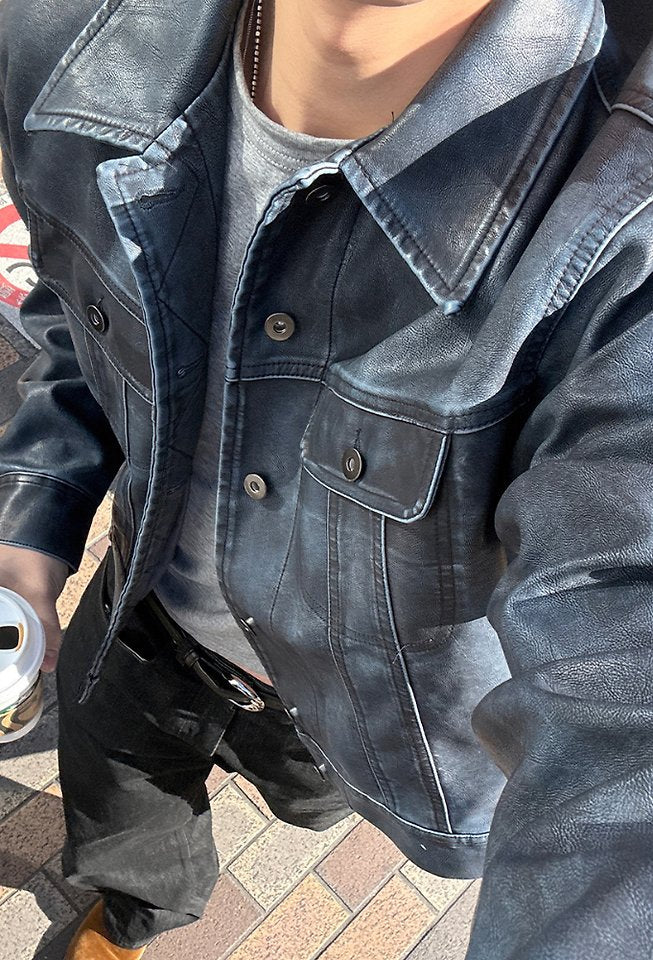 Rex Leather Trucker detail