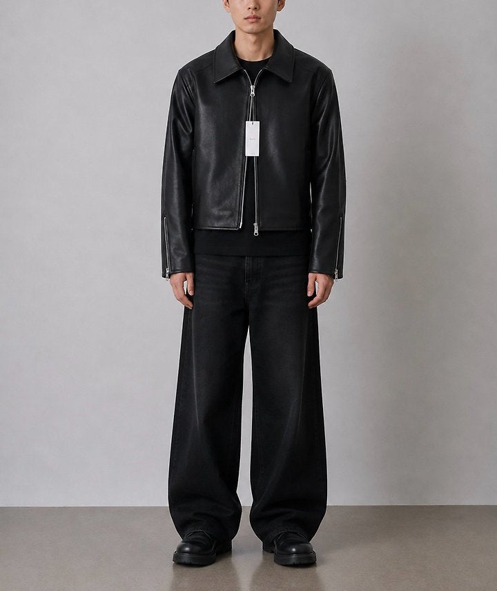 MAGNOLIA Faux Leather Zip-Up Jacket(ブラウン) 商品画像6/14