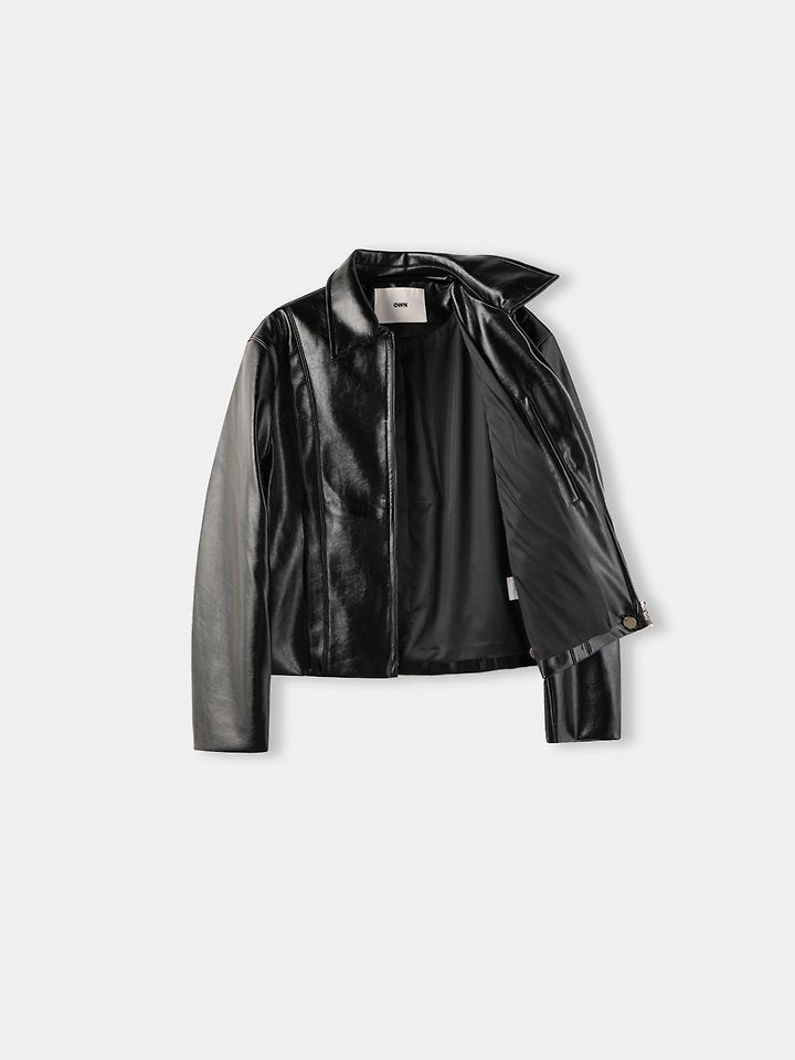 Bucket Pintuck Leather Jacket 4