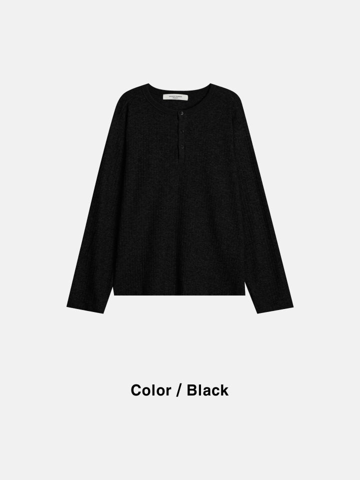 Viscose Rib Henley Long Sleeve