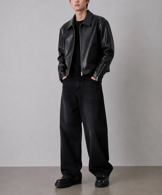 Faux Leather Zip-Up Jacket