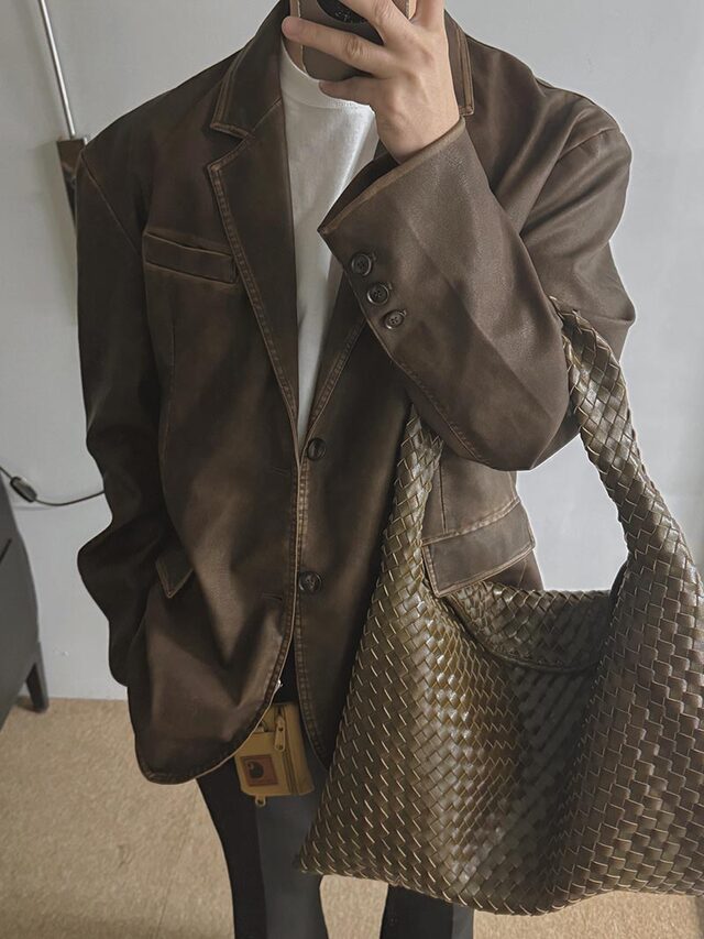 Move Vintage Leather Blazer Brown