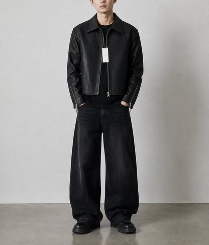 MAGNOLIA Faux Leather Zip-Up Jacket(ブラウン) 商品画像2/14