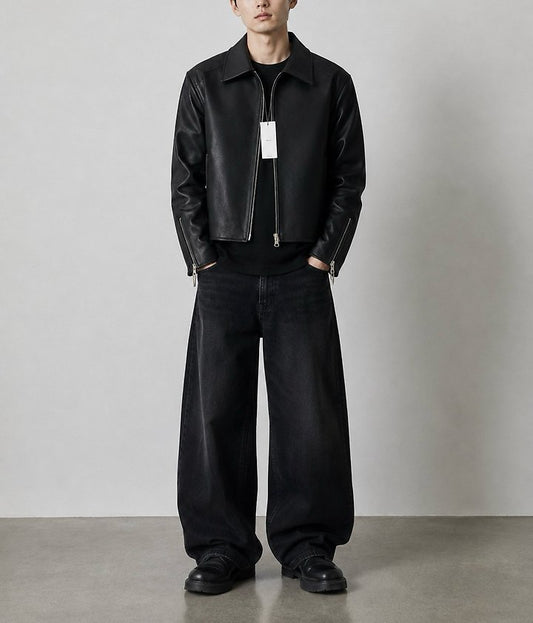 Faux Leather Zip-Up Jacket