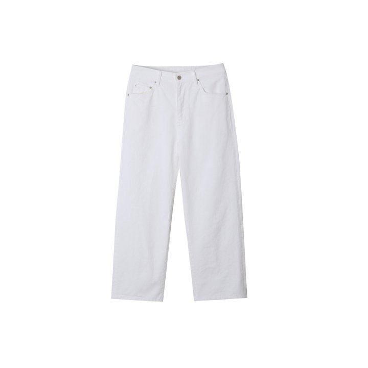 Clean White Back Banding Wide Denim