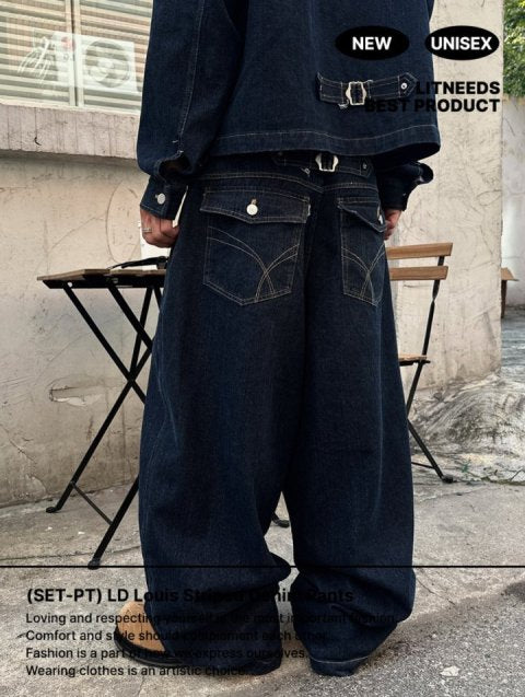 Broad-Stripe Denim Pants