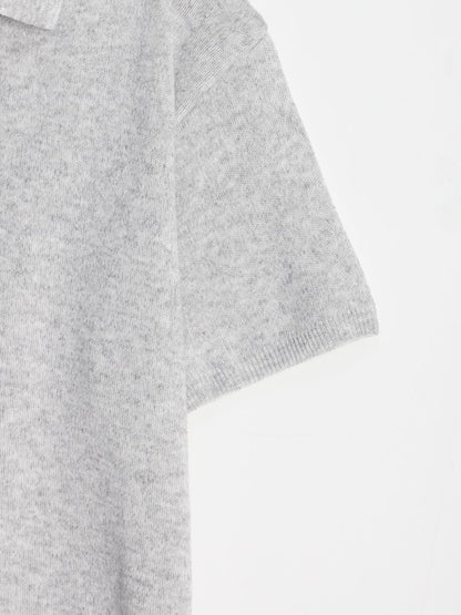 Linen Button Collar Knit