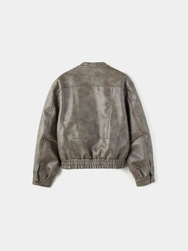Zip Sporty Biker Jacket Gray
