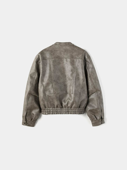 Zip Sporty Biker Jacket Gray