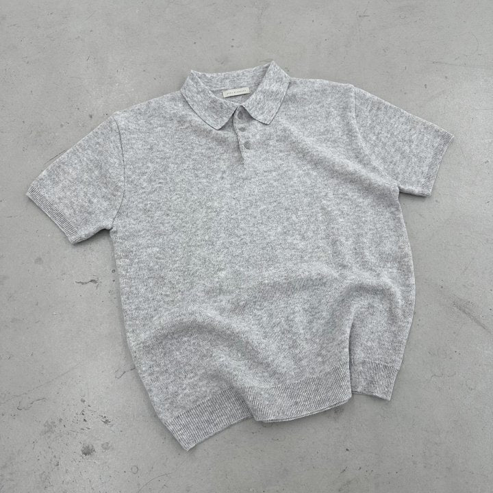 Linen Button Collar Knit