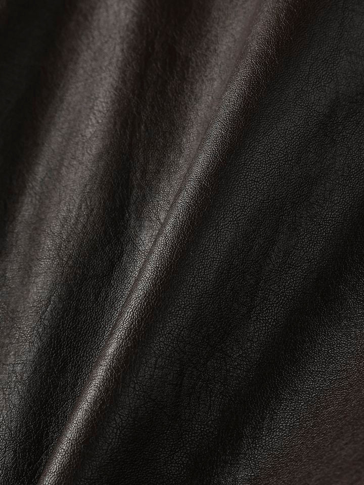Curved Vegan Leather Jacket Brown
