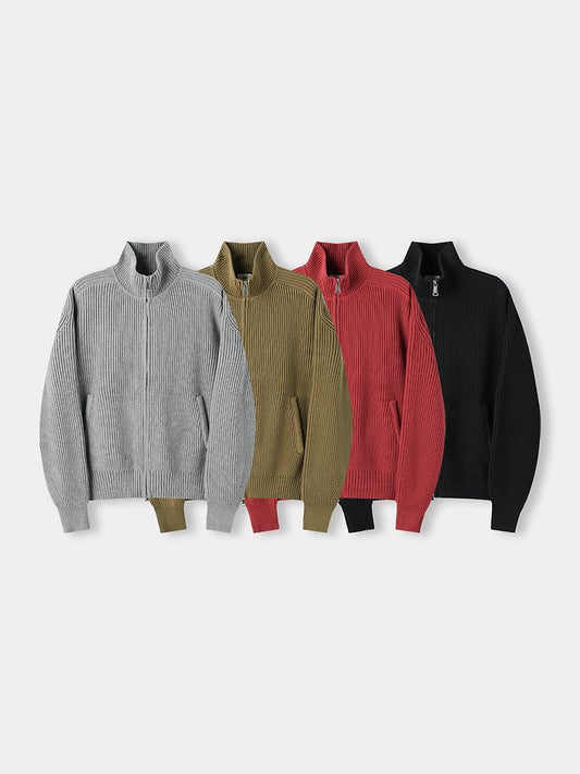 Faring Cotton Fingerhole Knit Zip-up 1
