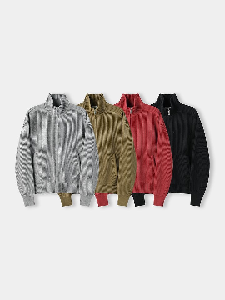 Faring Cotton Fingerhole Knit Zip-up