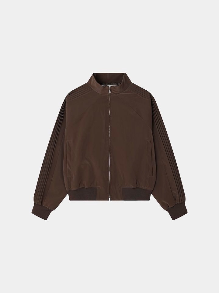 Glossy Track Leather Jacket Ivory
