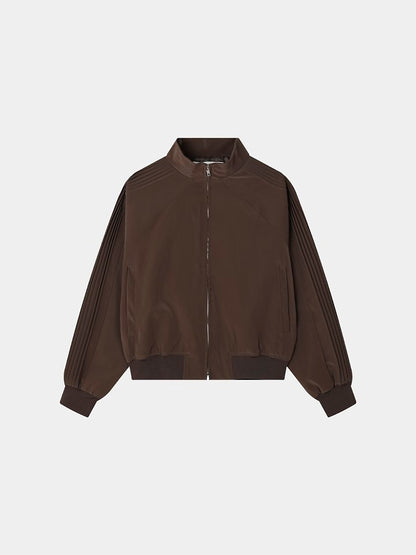 Glossy Track Leather Jacket Ivory