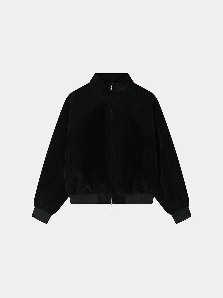 Glossy Track Leather Jacket detail