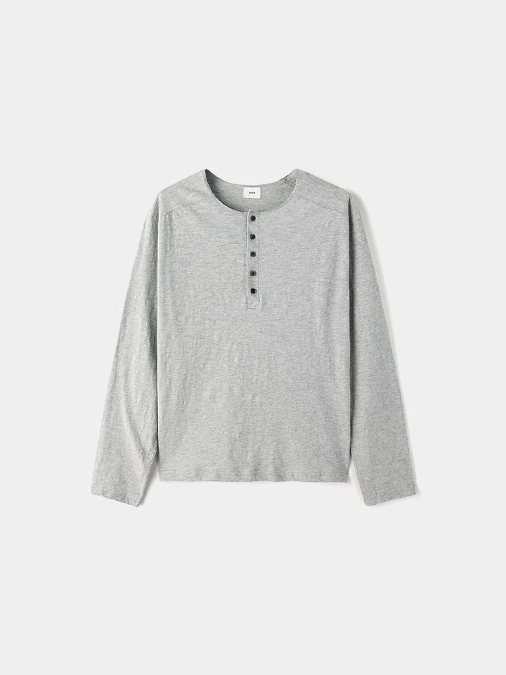 Cuba 5-Button Henley Slub Tee Melange