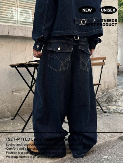Broad Stripe Denim Set-up