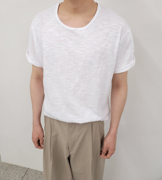 U-Neck Slub Half Sleeve Tee