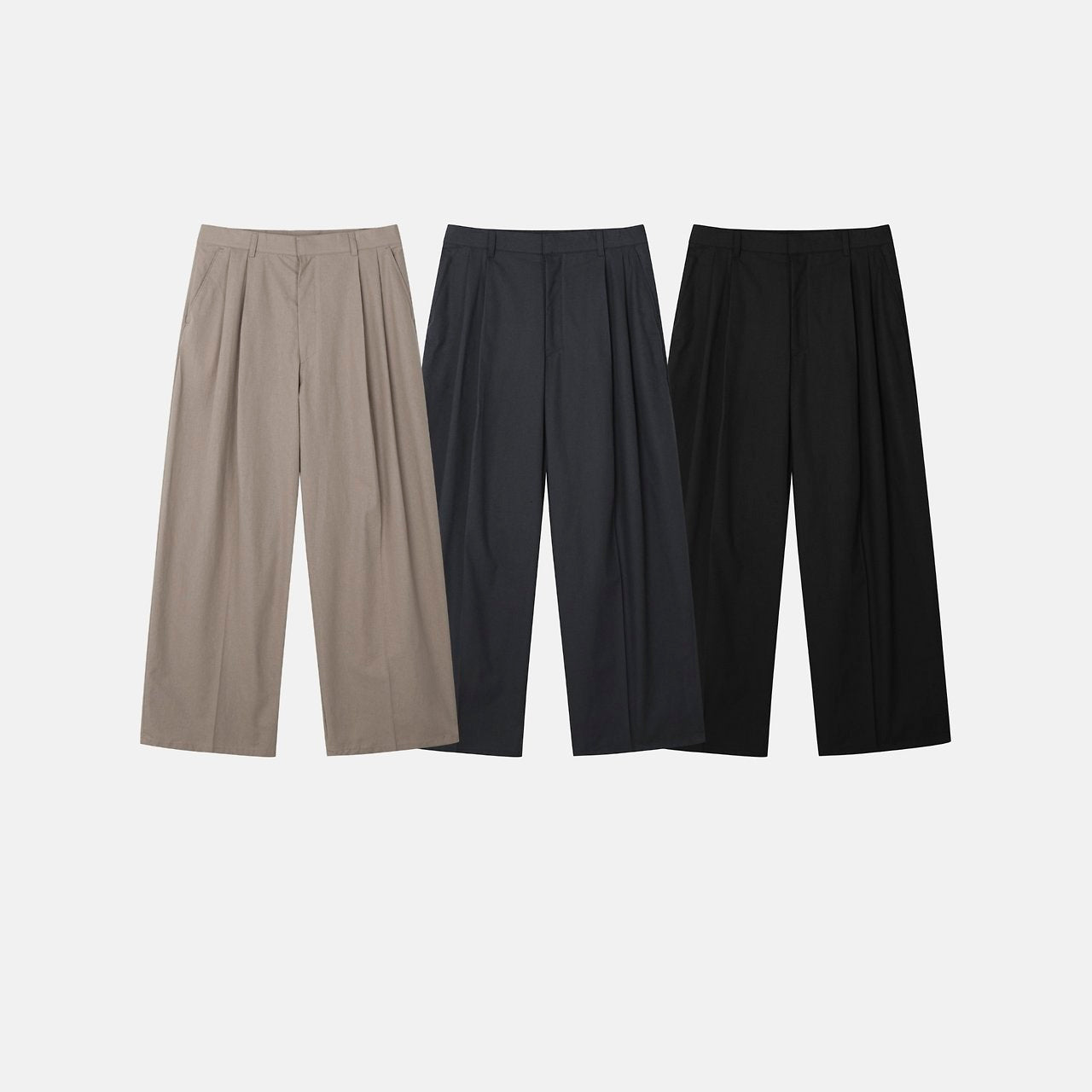 Washed Cotton Linen Balloon Deep-Tuck Slacks