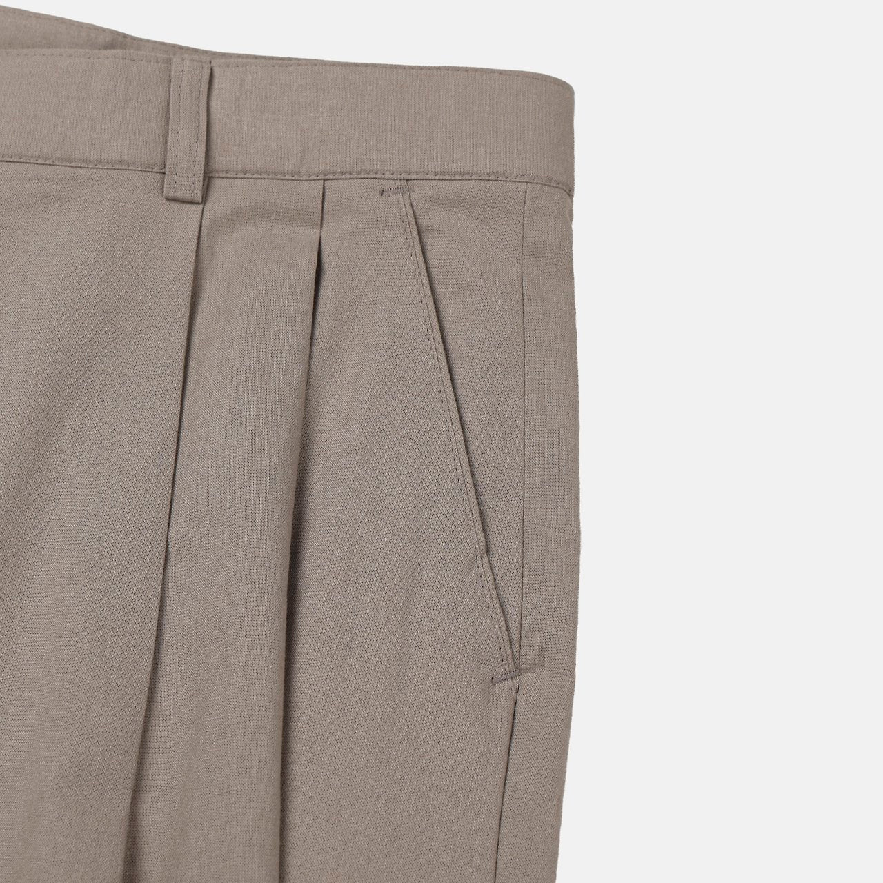 Washed Cotton Linen Balloon Deep-Tuck Slacks