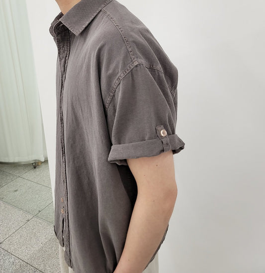 Pigment-Washed Nylon Shirt Jacket