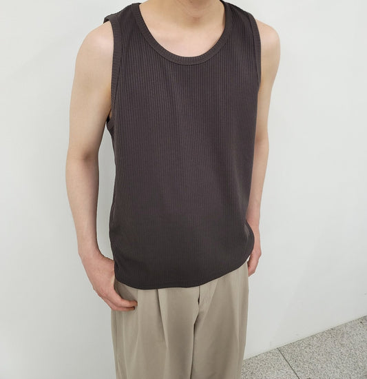 Ribbed Loose-Fit Sleeveless Tee
