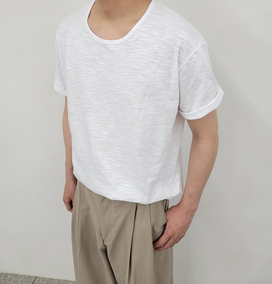 U-Neck Slub Half Sleeve Tee