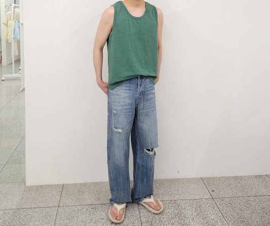 Slub Loose Fit Sleeveless Tee