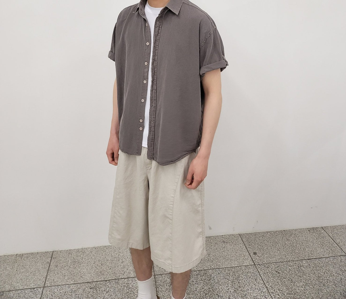 Pigment-Washed Nylon Shirt Jacket