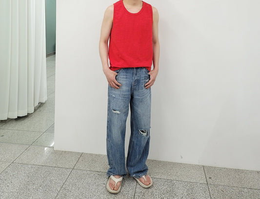 Slub Loose Fit Sleeveless Tee