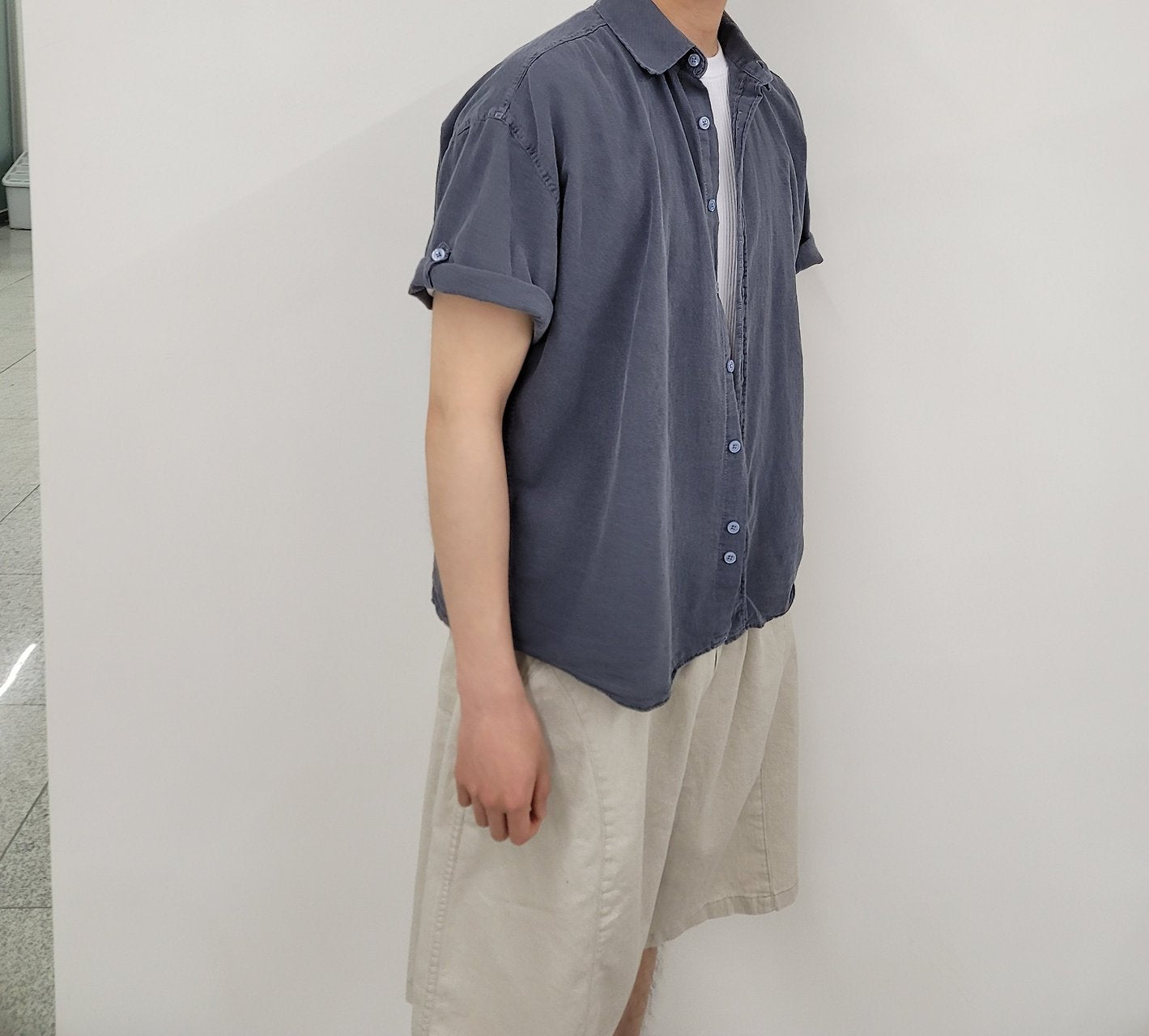 Pigment-Washed Nylon Shirt Jacket