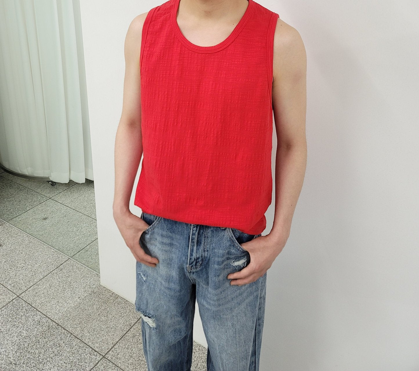 Slub Loose Fit Sleeveless Tee