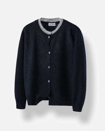 Layered Wool Knit Cardigan