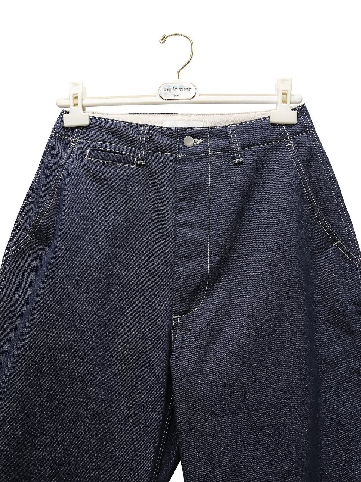 PAPERMOON ペーパームーン ステッチディテールワイドバギーデニムパンツ