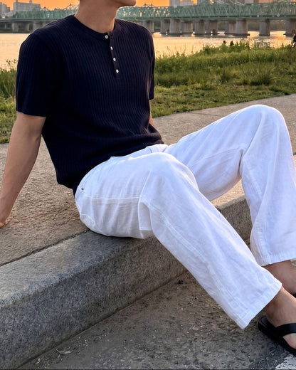 Vertical Henley Knit