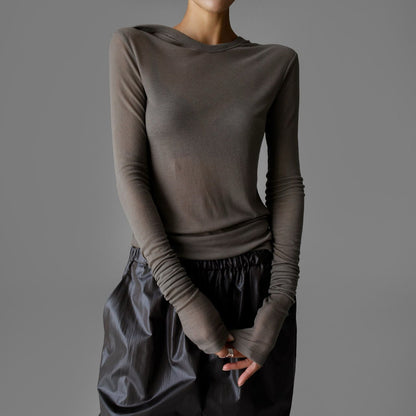 PAPERMOON Maxi Sleeve Sheer Hooded Top