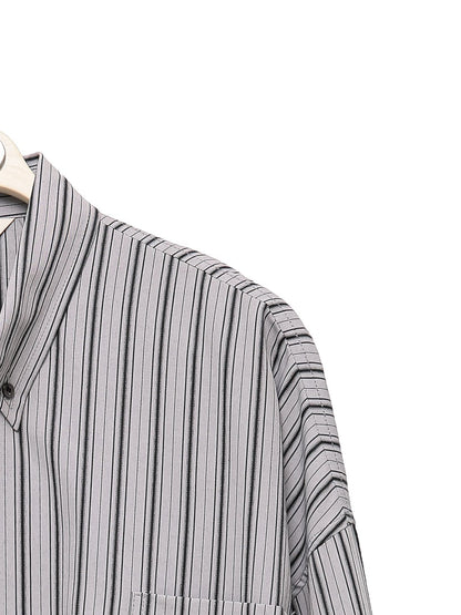 PAPERMOON Oversized Striped Pattern Pocket Button Down Shirt