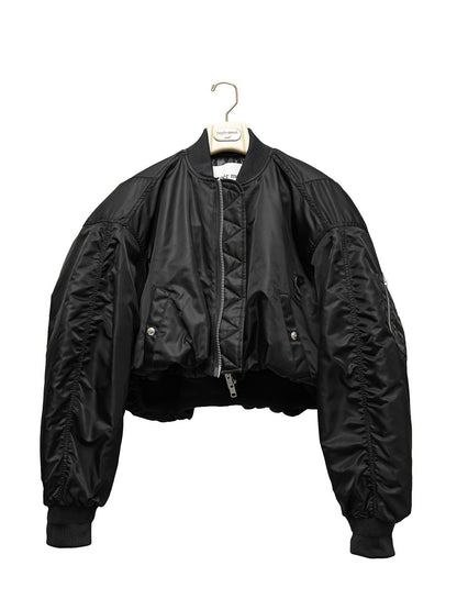 PAPERMOON Heavy Twill Nylon Cropped Balloon MA-1 Flight Jacket