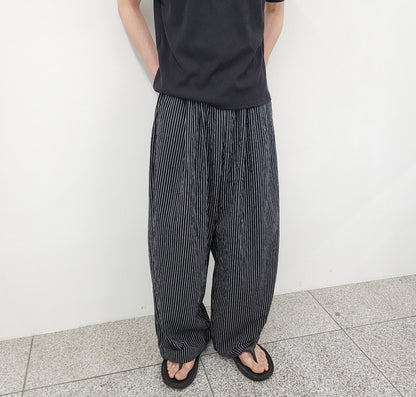 Bulky Fit Stripe Linen Pants