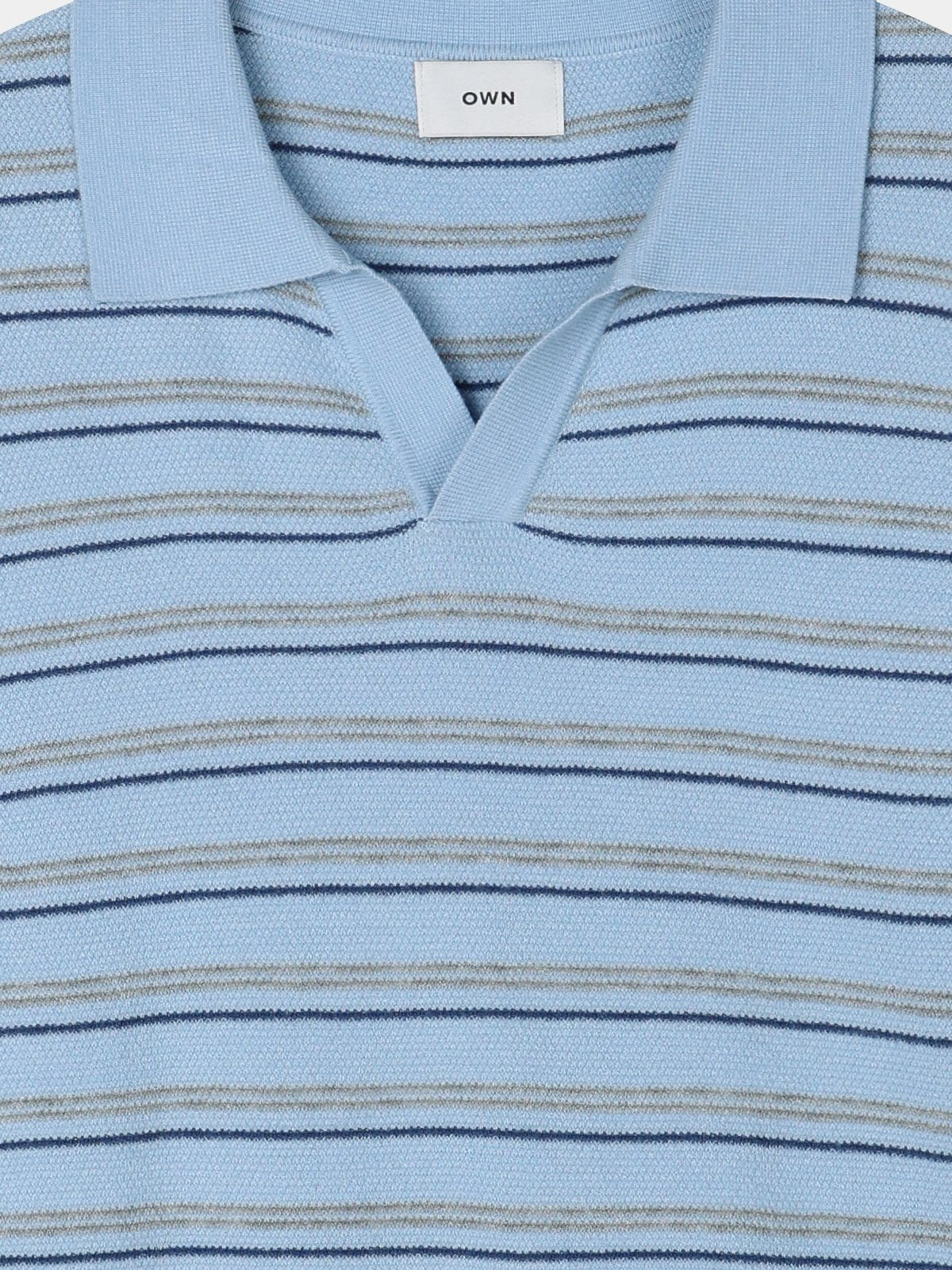 STRIPED COLLAR KNIT POLO